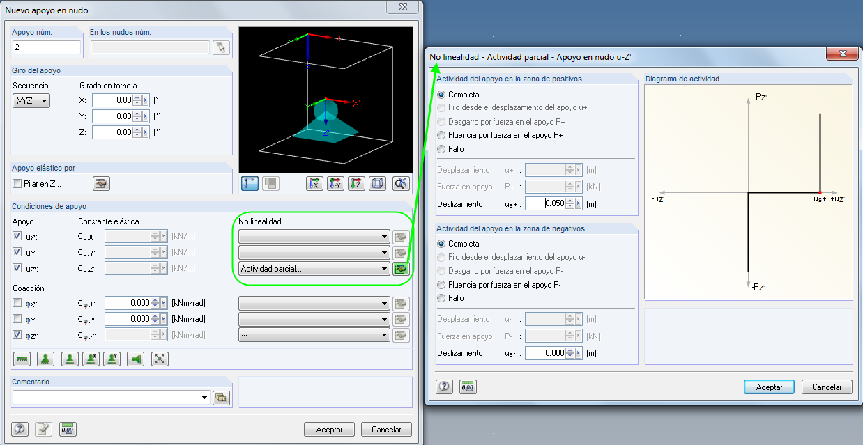 Opciones ampliadas para la definición de apoyos en RFEM 5