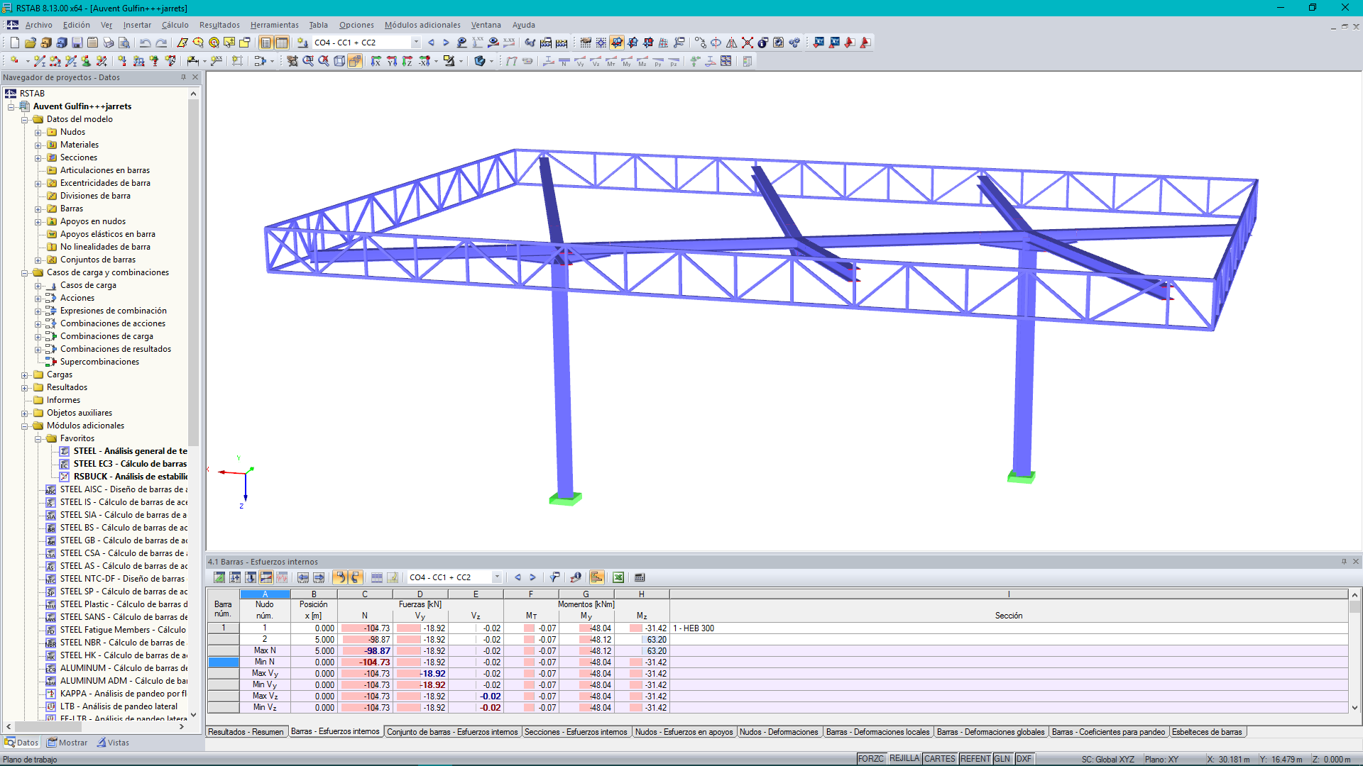 Modell der Überdachung in RSTAB