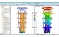 Modelo de estructura de torre de éster en el programa RFEM