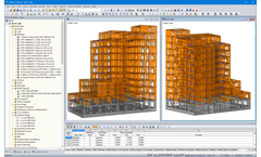 Diferentes vistas del modelo de edificación residencial en RFEM