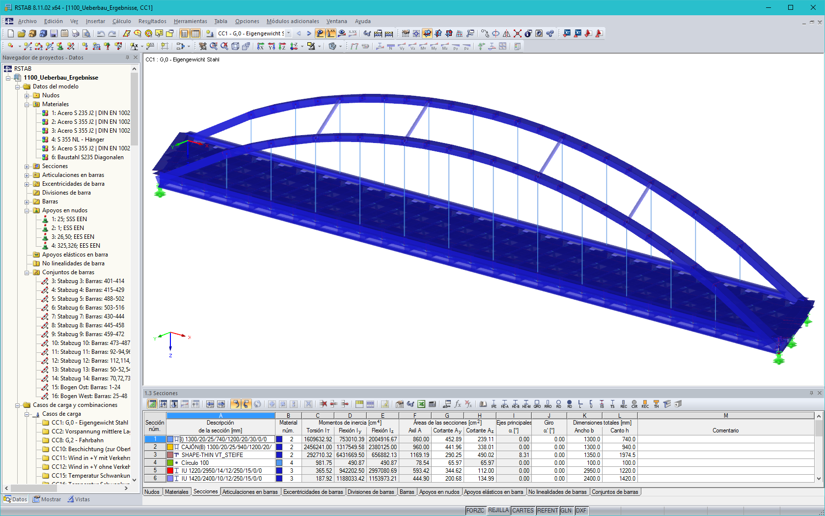 Modelo 3D del puente de carretera Güsen B 10 en RSTAB (© grbv)