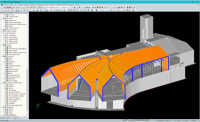 Modelo en 3D de la cabaña alpina en RFEM (© LignoAlp)