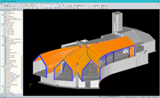 Modelo en 3D de la cabaña alpina en RFEM (© LignoAlp)
