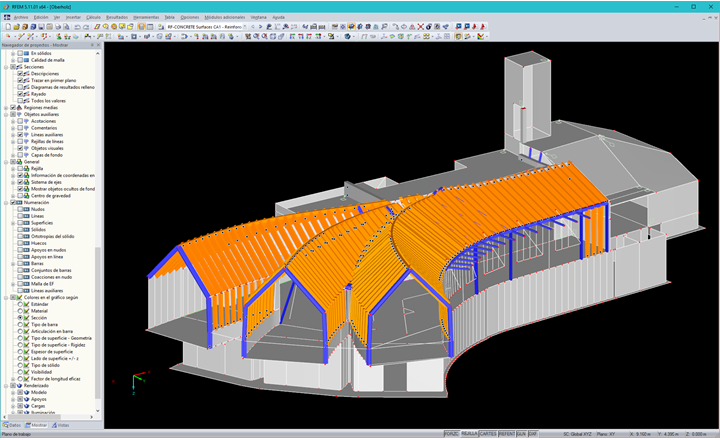 Modelo en 3D de la cabaña alpina en RFEM (© LignoAlp)