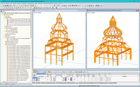 Modelos 3D de las dos cúpulas más altas en RSTAB (© Moses Structural Engineers Inc.)