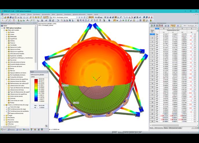 Draufsicht der seismischen Deformation in RFEM