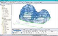 Modelo en 3D de la estructura de soporte de acero del atrio en RSTAB (© www.novumstructures.com)