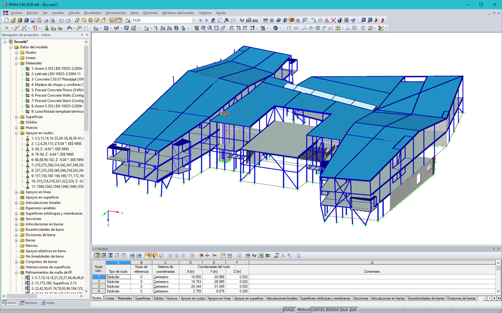 3D-Modell der Schule in RFEM (© DBC AS)