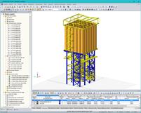 3D-Modell der Tragkonstruktion des Trockenmischwerkes in RSTAB (© Dietz Würtele)