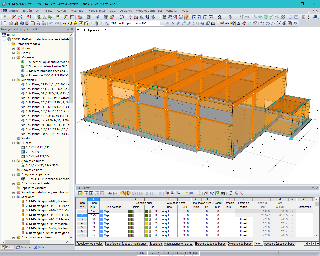 Modelo 3D de Gimnasio en RFEM (© Studio Ergodomus)