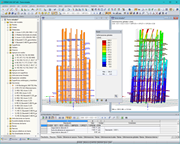 3D-Modell des Aussichtsturmes und Verformungsfigur in RFEM (© Harrer Ingenieure)