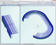 Modelo en 3D del palco VIP (izquierda) y del estadio (derecha) en RSTAB