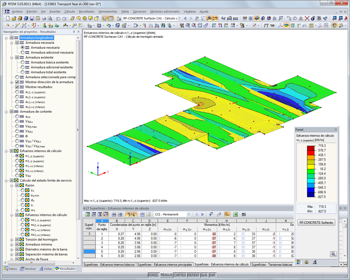 Bemessungswerte der Betonfundamentplatte in RFEM (© Techniek en Methode B.V.)