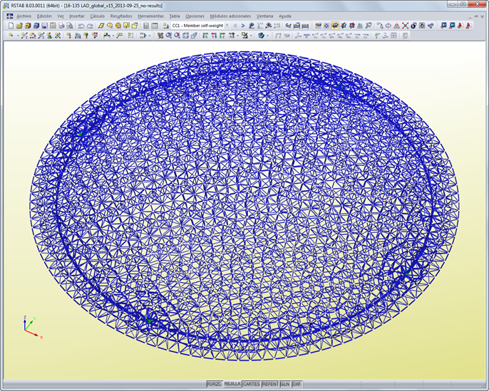 Räumliches Modell der Kuppel des Louvre Abu Dhabi in RSTAB (© Waagner-Biro)