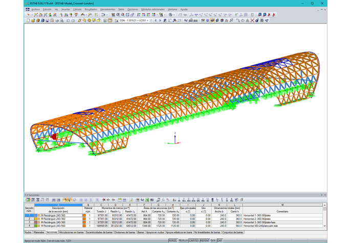 Modelo RSTAB de la estación de cruce de Canary Wharf (© WIEHAG)
