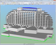 Modelo espacial de hotel en RFEM (© Sailer Stepan y Partner)