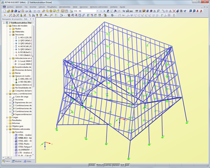 Estructura de soporte de la fachada en RSTAB (© Klöckner GmbH)