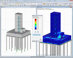 Modelo de hormigón armado y resultados de cálculo (© Isenmann Ingenieure)