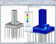 Modelo de hormigón armado y resultados de cálculo (© Isenmann Ingenieure)
