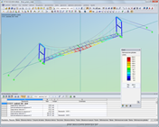 Modelo RSTAB de puente colgante con representación de la deformación (© EWB Karlsruhe)