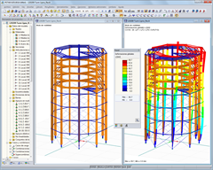 Modell und Verformungsbild des Turms in RSTAB (© WIEHAG)