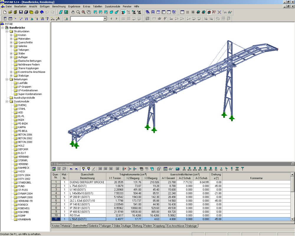 RSTAB-Modell der Bandbrücke (© IB Ehlenz)