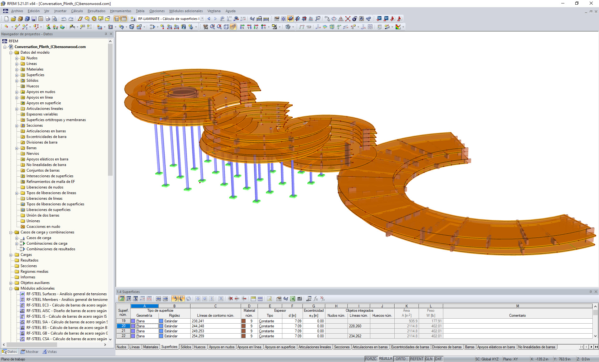 Modelo en RFEM del Conversation Plinth (© Bensonwood)