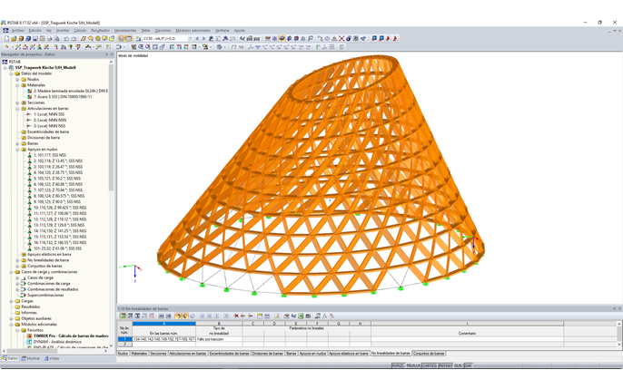 RSTAB-Modell der Pfarrkirche St. Josef in Holzkirchen (© Sailer Stepan Partner GmbH)
