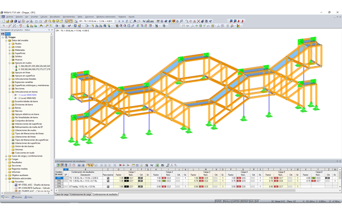RFEM-Modell der Treppenkonstruktion aus Holzfachwerkbindern (© Josef Kolb AG)