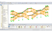 RFEM-Modell der Treppenkonstruktion aus Holzfachwerkbindern (© Josef Kolb AG)