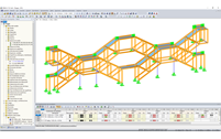 RFEM-Modell der Treppenkonstruktion aus Holzfachwerkbindern (© Josef Kolb AG)