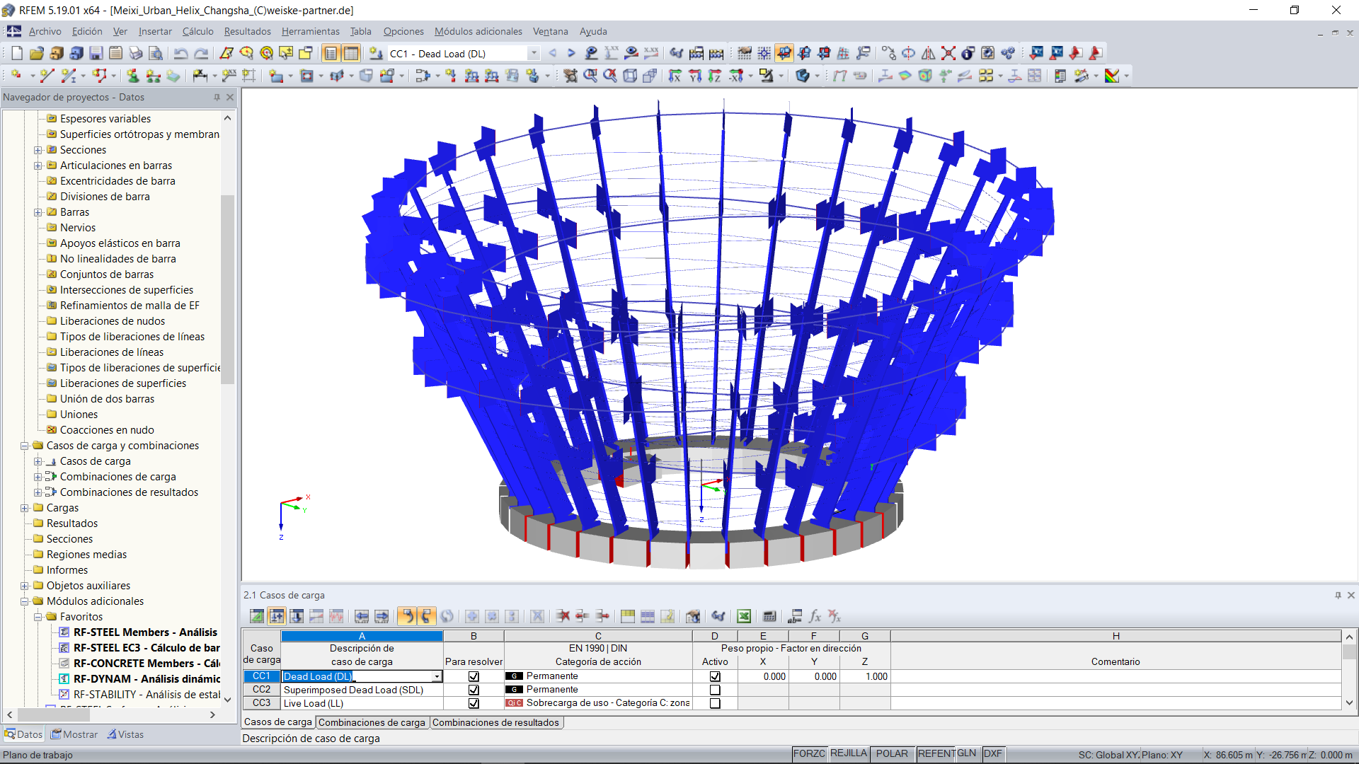 Modell der Meixi Urban Helix, Changsha in RFEM (© Weiske + Partner GmbH)