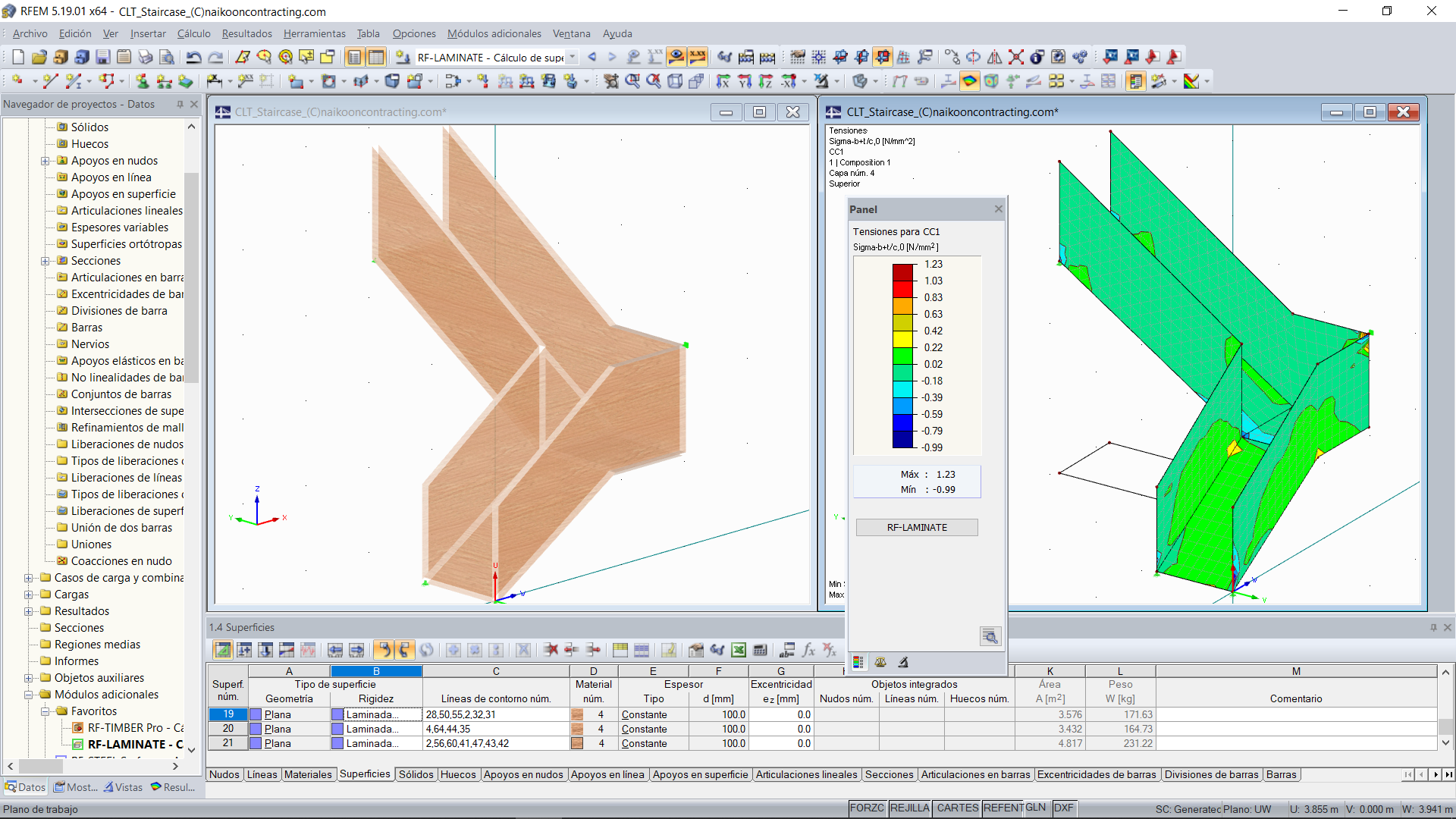 Escalera de CLT en construcción (© Naikoon)