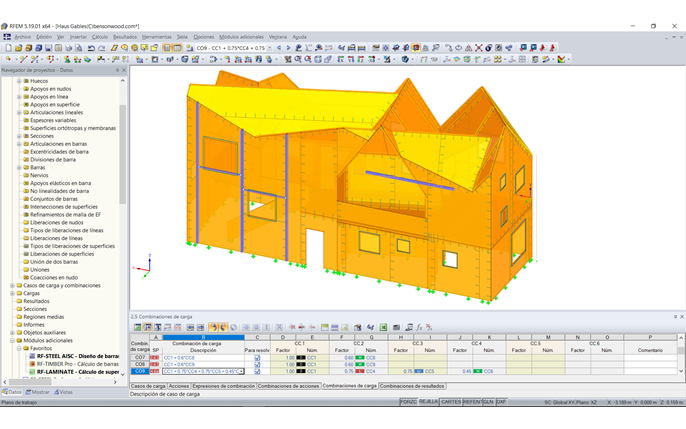 Modelo en 3D de Haus Gables en RFEM (© Fire Tower)