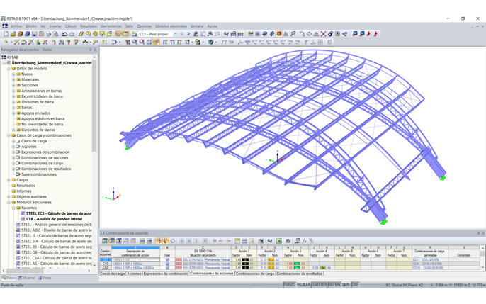 3D-Modell des Dachtragwerks in RSTAB (© Joachim Ingenieure)