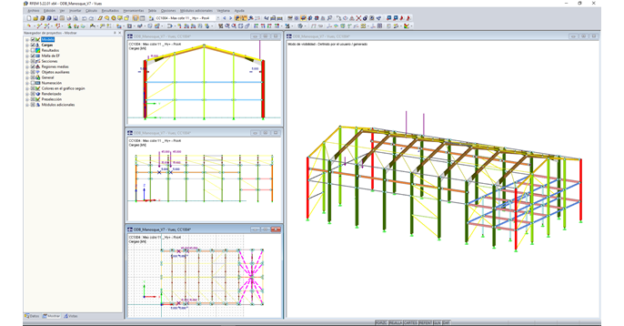 Diferentes cargas del puente grúa en RFEM (© Albyr)