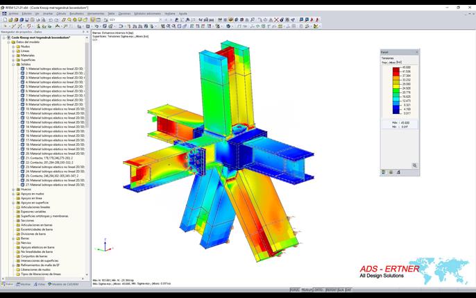 Conexión con tensiones equivalentes en RFEM (© ADS-ERTNER BV)