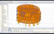 3D-Modell des viergeschossigen Holzbaus in RFEM (© Isenmann Ingenieur GmbH)