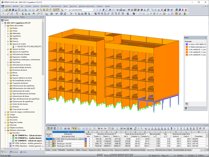 Modelo en 3D del edificio residencial en RFEM (© Egoin)