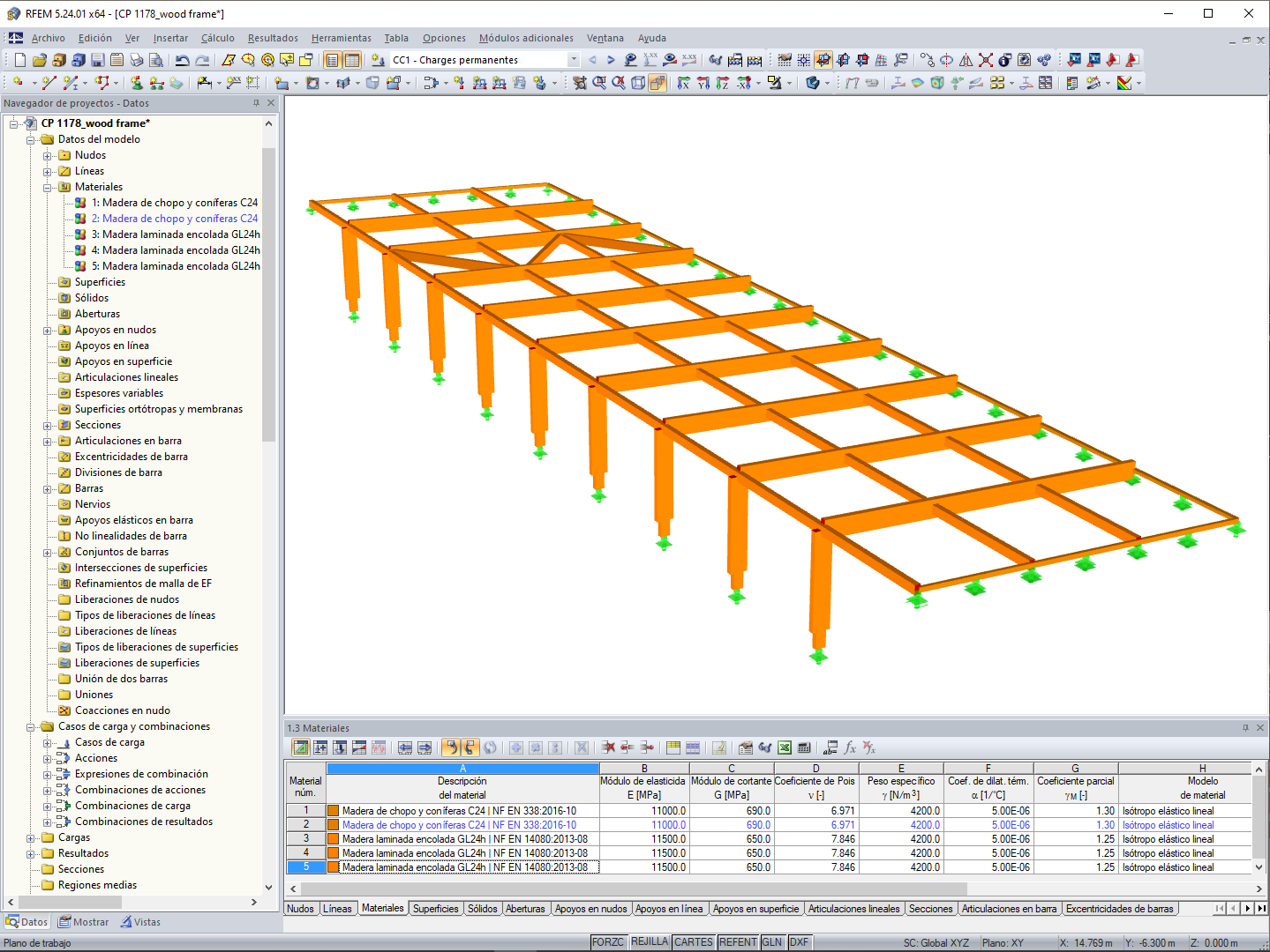 Modelo del pórtico de madera de RFEM de la entrada a la escuela (© BET Moselle Bois)