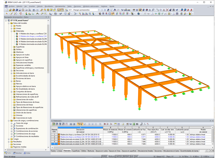 Modelo del pórtico de madera de RFEM de la entrada a la escuela (© BET Moselle Bois)