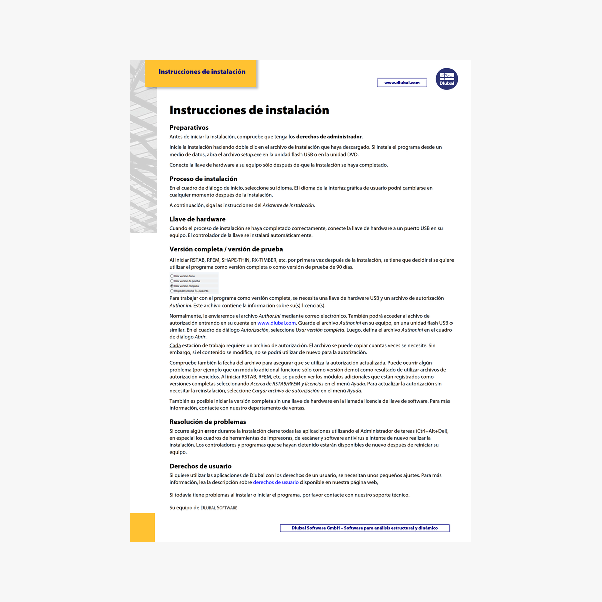 Dlubal Software Installationshinweise