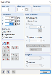 Cuadro de diálogo "Nueva línea"