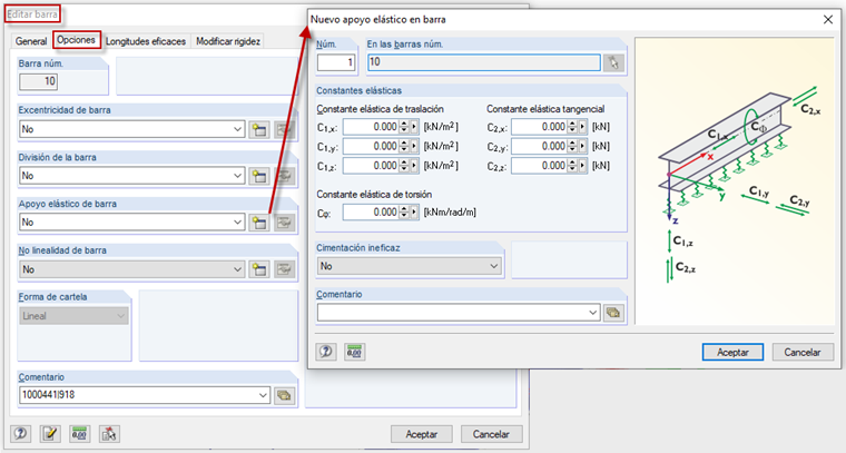 Generar nuevo apoyo elástico en barra