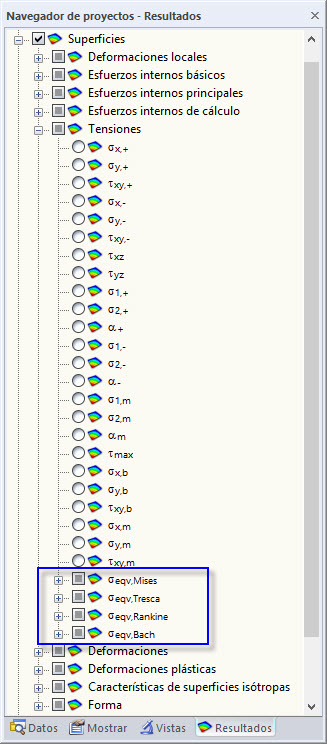 Tensiones de superficies: tensiones equivalentes