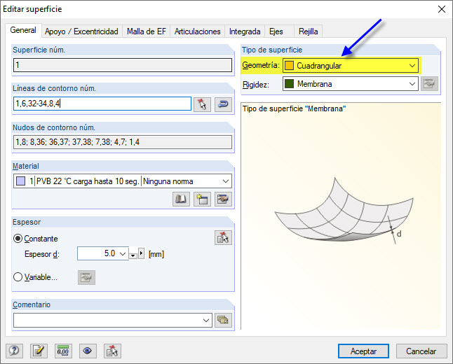 Geometría de superficie "cuadrangular"