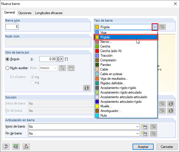 Tipo de barra "Rígida"