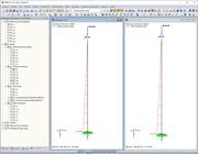 Momentos flectores según el primer orden Análisis (izquierda) y segundo orden Análisis (derecha)