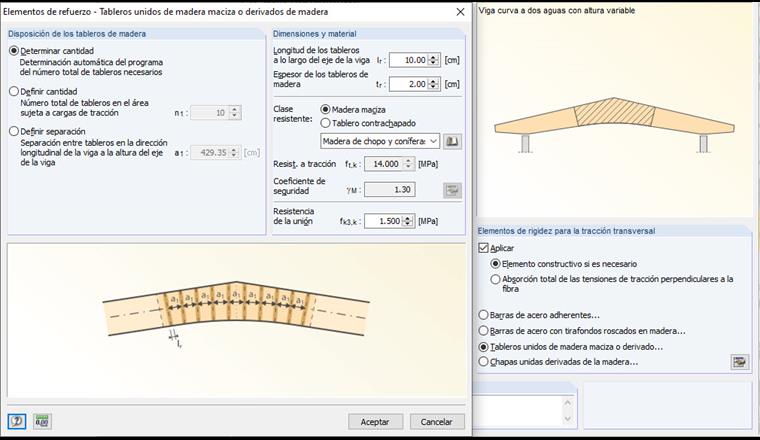 Refuerzos transversales a tracción para vigas de cubierta a dos aguas