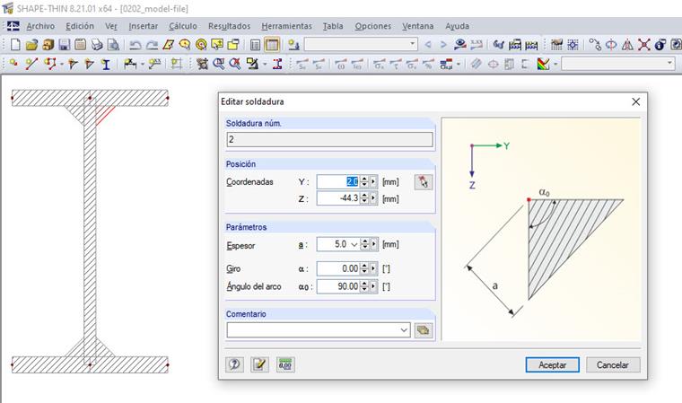 Soldadura en ángulo en SHAPE -THIN